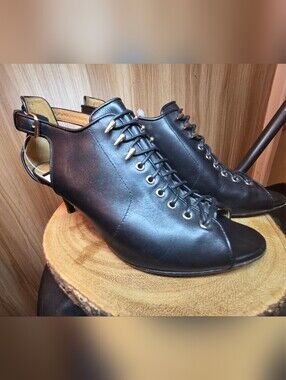 Givenchy Black Open-Toe Lace-Up Leather Oxfords